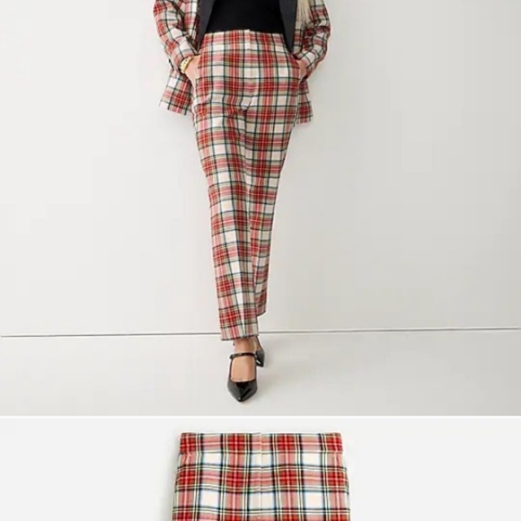 New women's J Crew Willa cropped pant in Snowy Stewart Tartan plaid wool 0P - Picture 6 of 8
